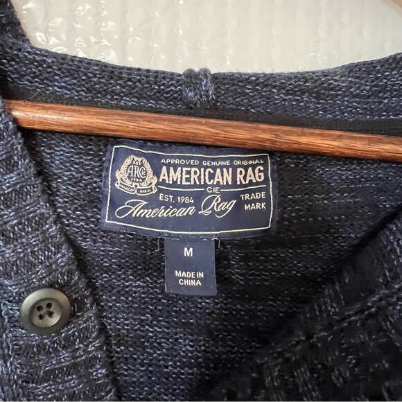 American Rag hooded sweater. Buttons at neckline.  2 pockets. Medium - Picture 5 of 9